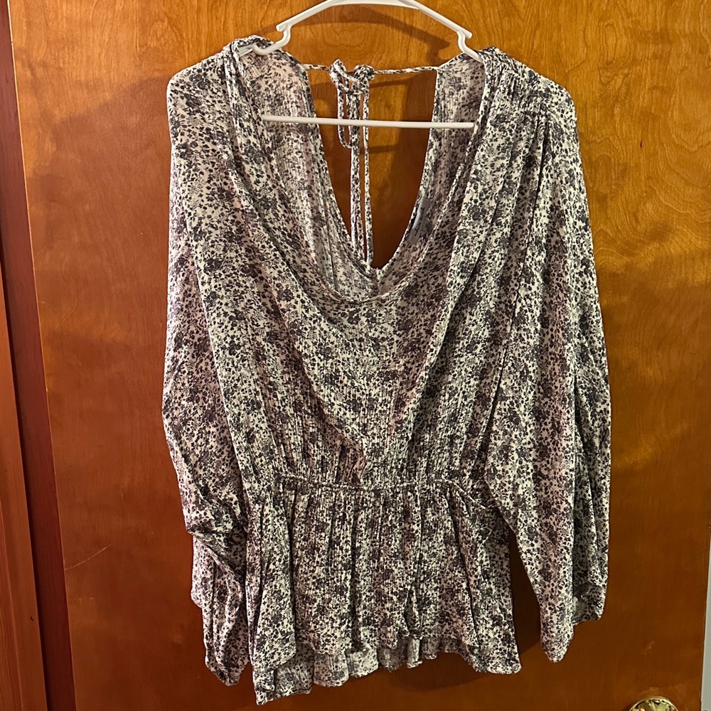Scoop Neck Floral Print Blouse